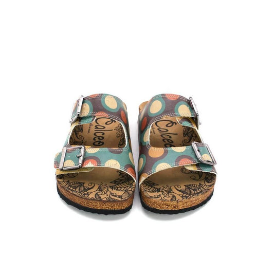 Blue & Orange Dot Two-Strap Buckle Sandal CAL201