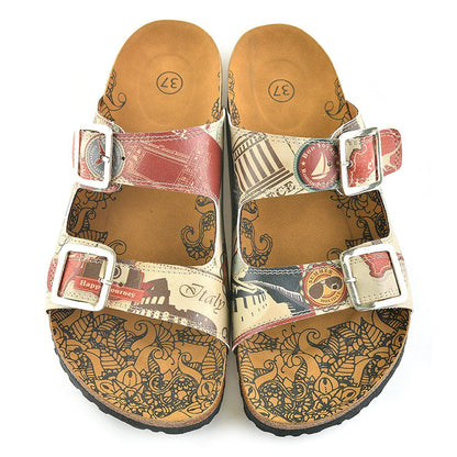 Cream & Red Italy Two-Strap Buckle Sandal CAL202 (737682751584)