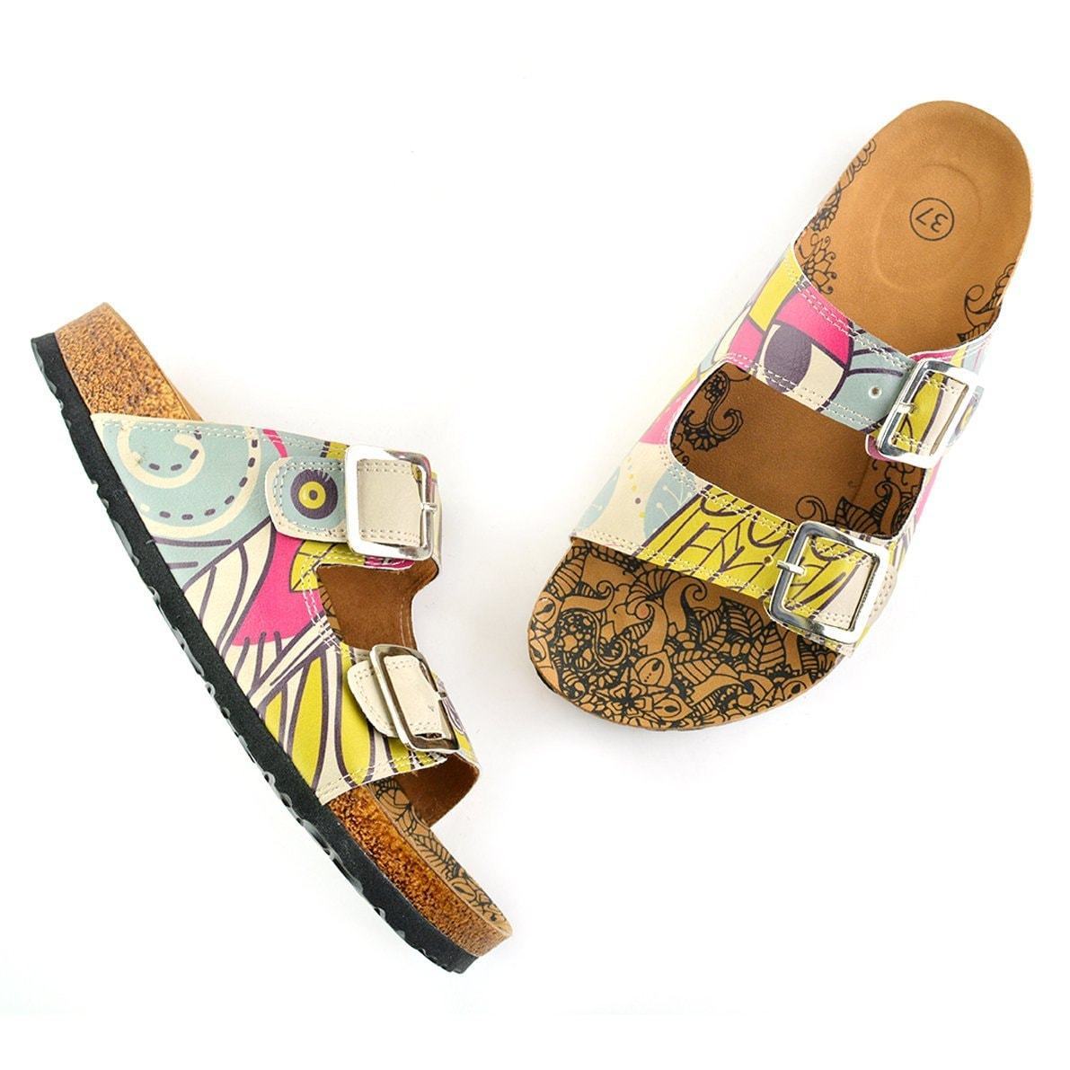 Blue & Pink Owl Two-Strap Buckle Sandal CAL205 (737682620512)