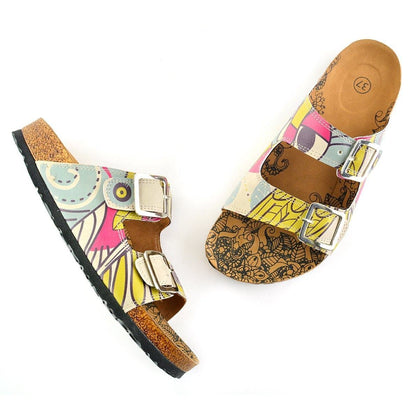 Blue & Pink Owl Two-Strap Buckle Sandal CAL205 (737682620512)