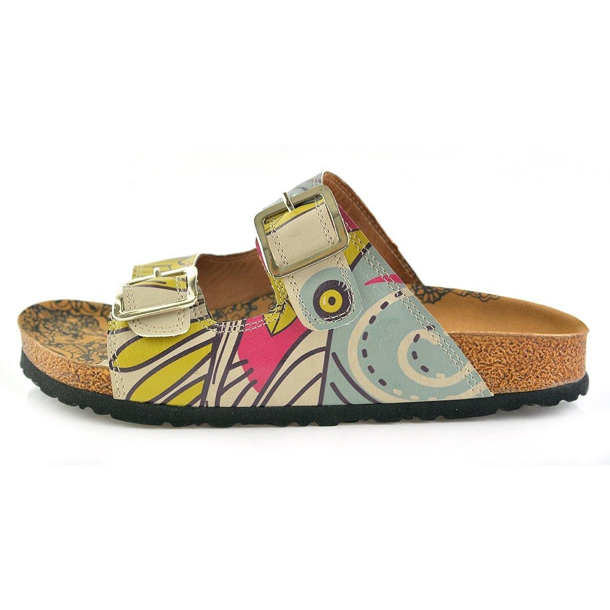 Blue & Pink Owl Two-Strap Buckle Sandal CAL205 (737682620512)