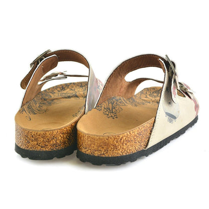 Cream & Red Floral Two-Strap Buckle Sandal CAL207 (737699856480)