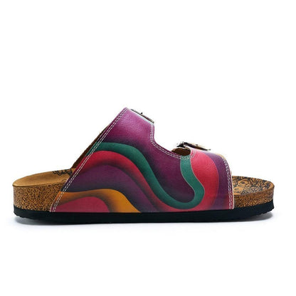 Purple, Green, Orange Color Wavy Strip Patterned Sandal - CAL211 (774942326880)