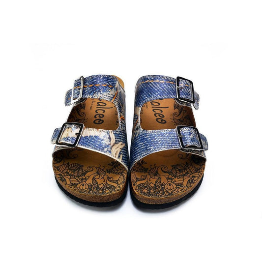 Blue and Cream Jeans Patterned Sandal - CAL212 (774942490720)