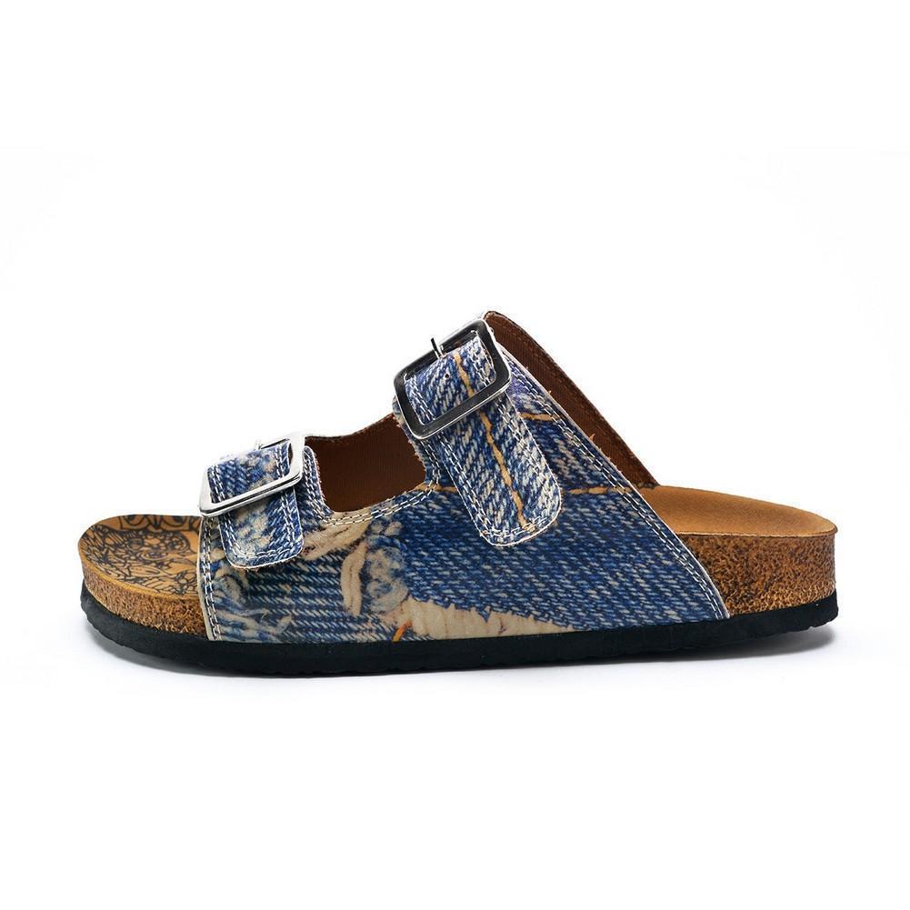 Blue and Cream Jeans Patterned Sandal - CAL212 (774942490720)