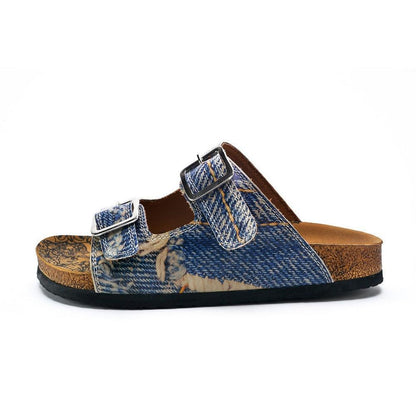 Blue and Cream Jeans Patterned Sandal - CAL212 (774942490720)