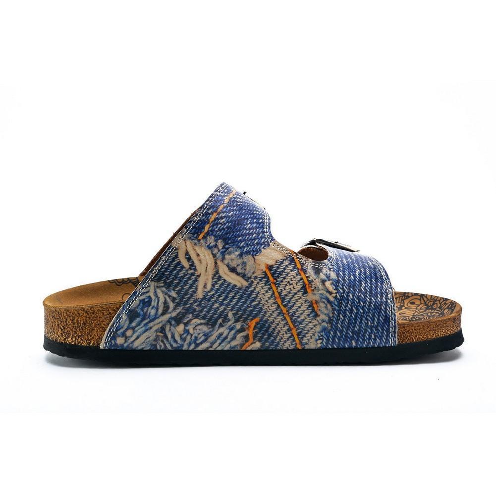 Blue and Cream Jeans Patterned Sandal - CAL212 (774942490720)