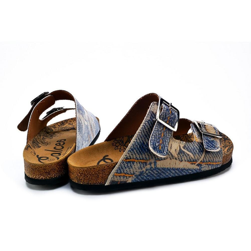 Blue and Cream Jeans Patterned Sandal - CAL212 (774942490720)