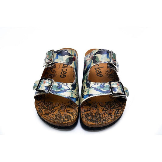 Blue, Green and Colored Flowers Patterned Sandal - CAL213 (774942621792)