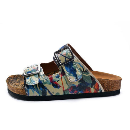 Blue, Green and Colored Flowers Patterned Sandal - CAL213 (774942621792)
