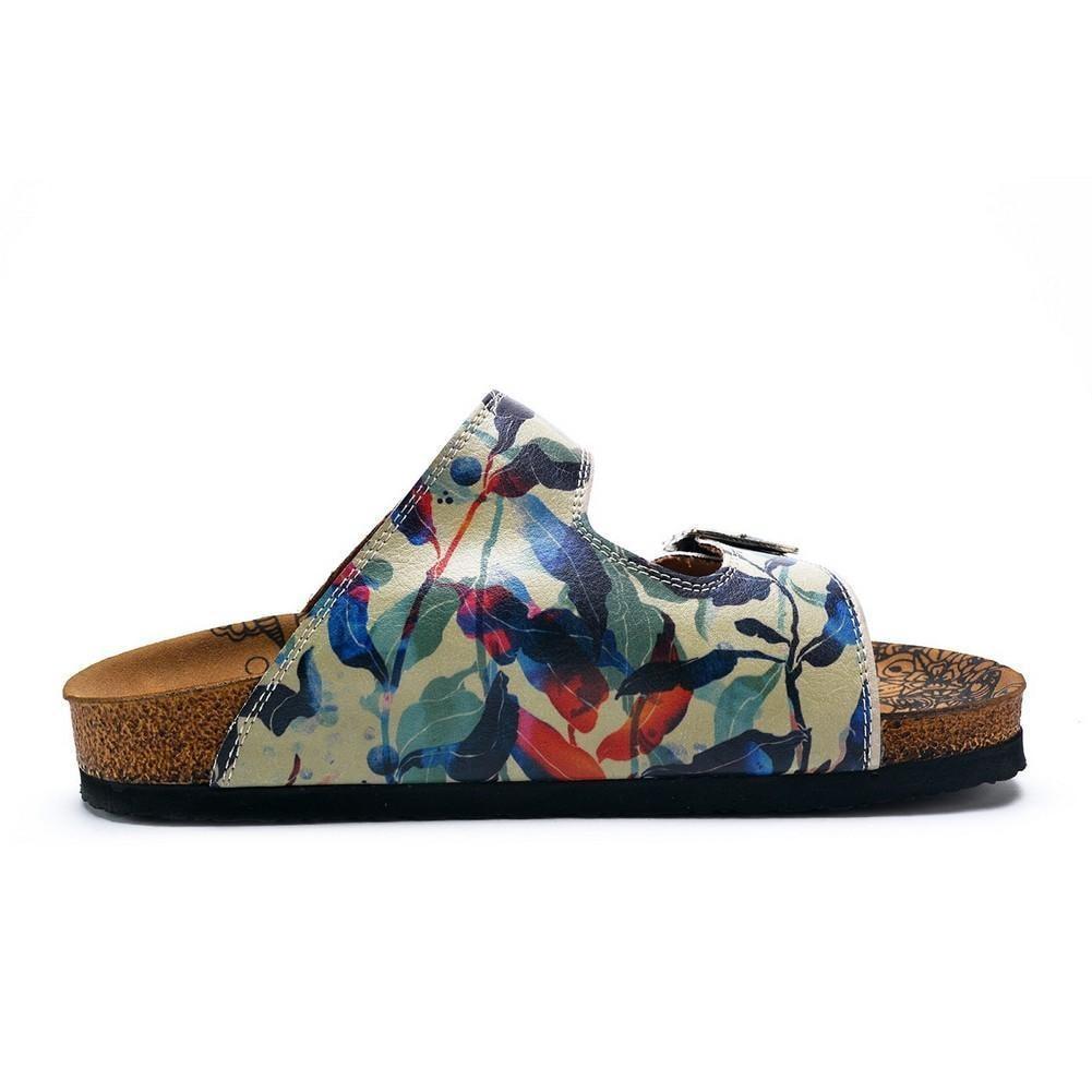 Blue, Green and Colored Flowers Patterned Sandal - CAL213 (774942621792)