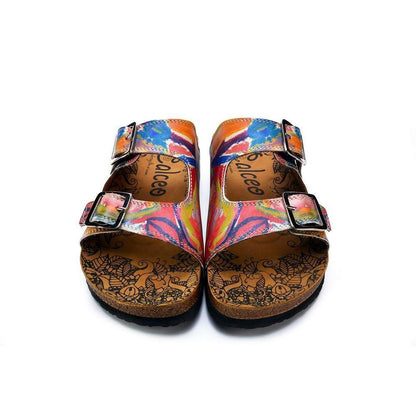 Red and Blue Oil Color Patterned Sandal - CAL214 (774942752864)