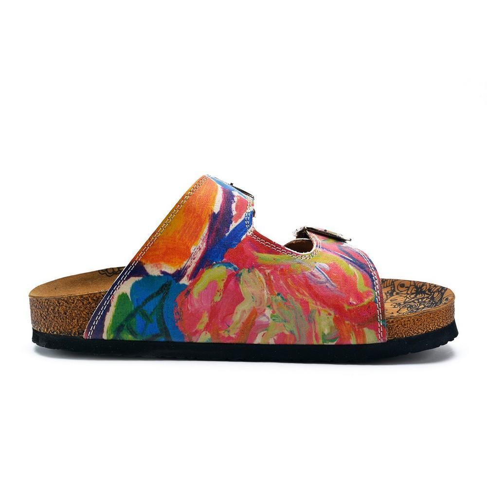 Red and Blue Oil Color Patterned Sandal - CAL214 (774942752864)