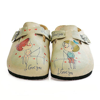 Cream Sketch Love Clogs CAL307 (737682194528)
