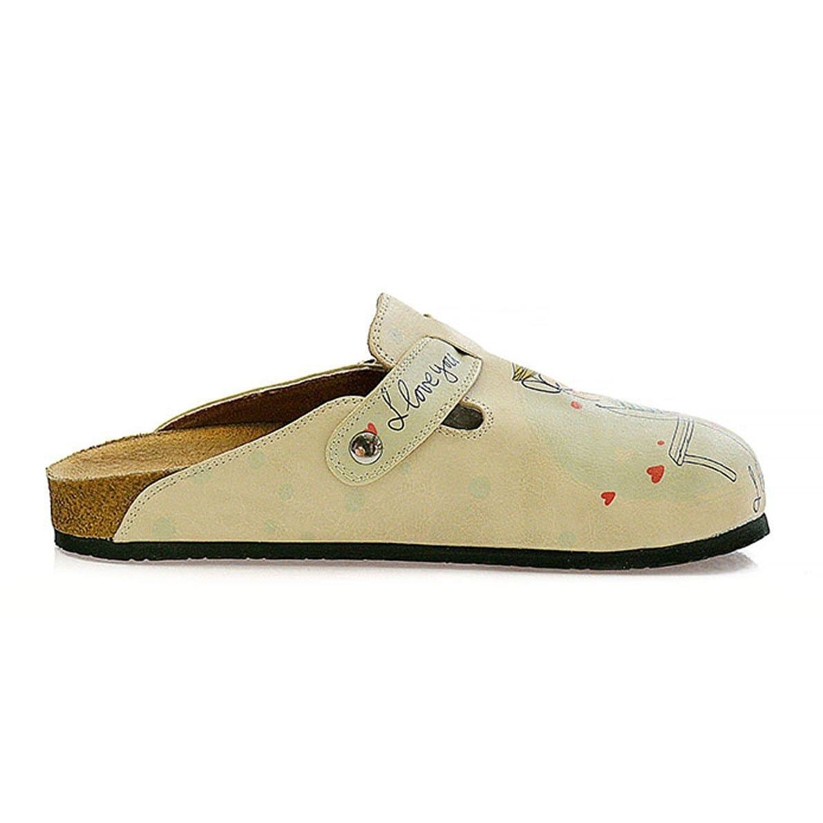 Cream Sketch Love Clogs CAL307 (737682194528)