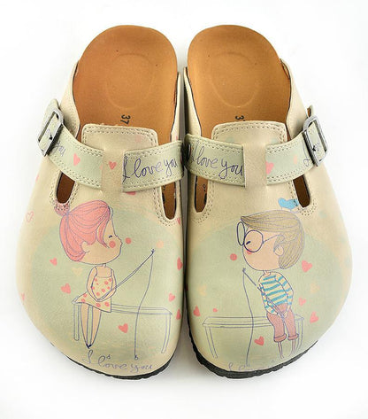 Cream Sketch Love Clogs CAL307 (737682194528)