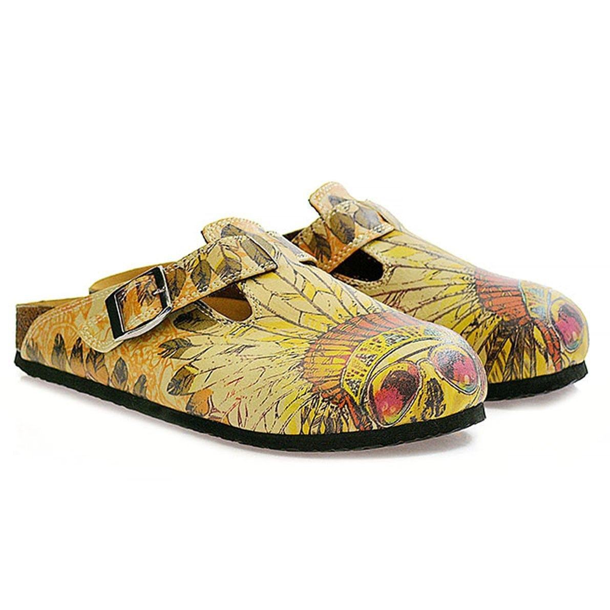 Yellow Headdress Skull Clogs CAL313 (737682063456)