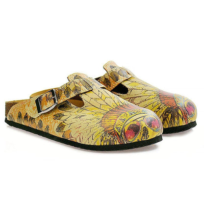 Yellow Headdress Skull Clogs CAL313 (737682063456)