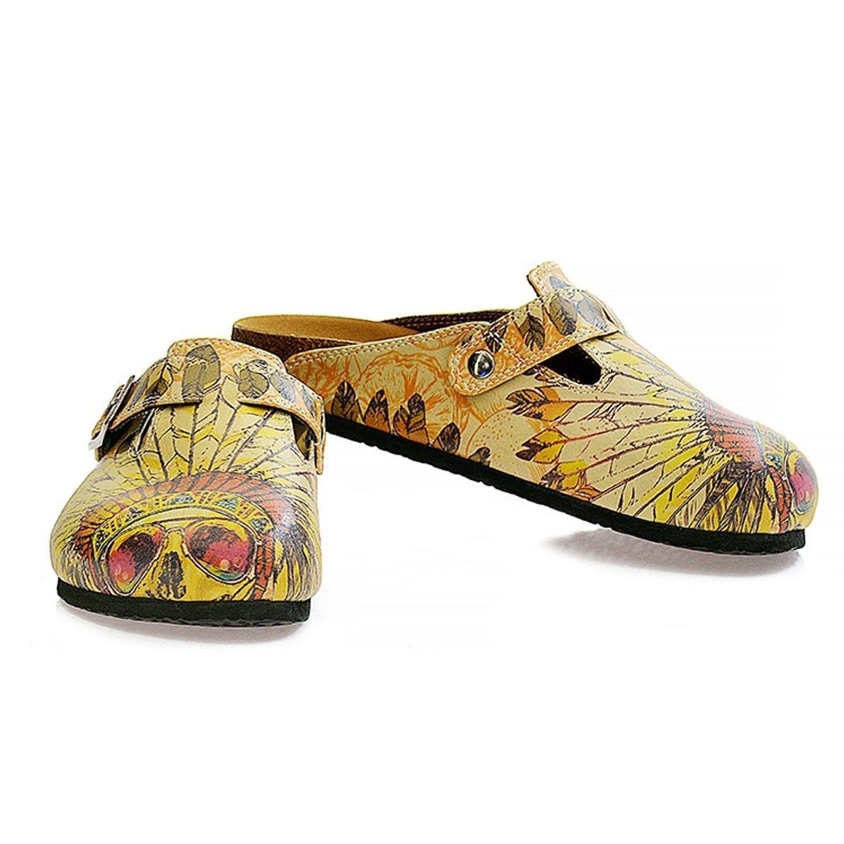 Yellow Headdress Skull Clogs CAL313 (737682063456)