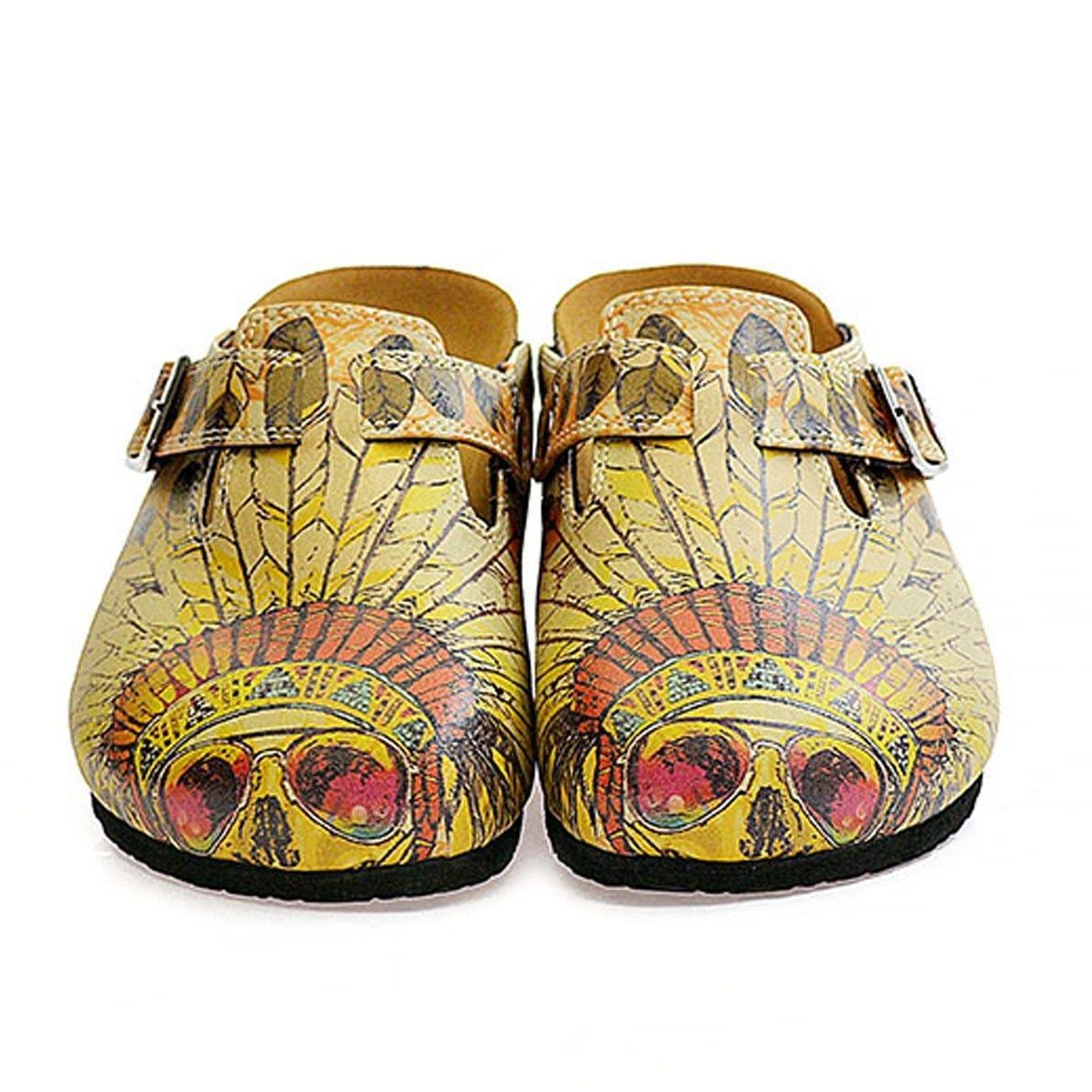 Yellow Headdress Skull Clogs CAL313 (737682063456)