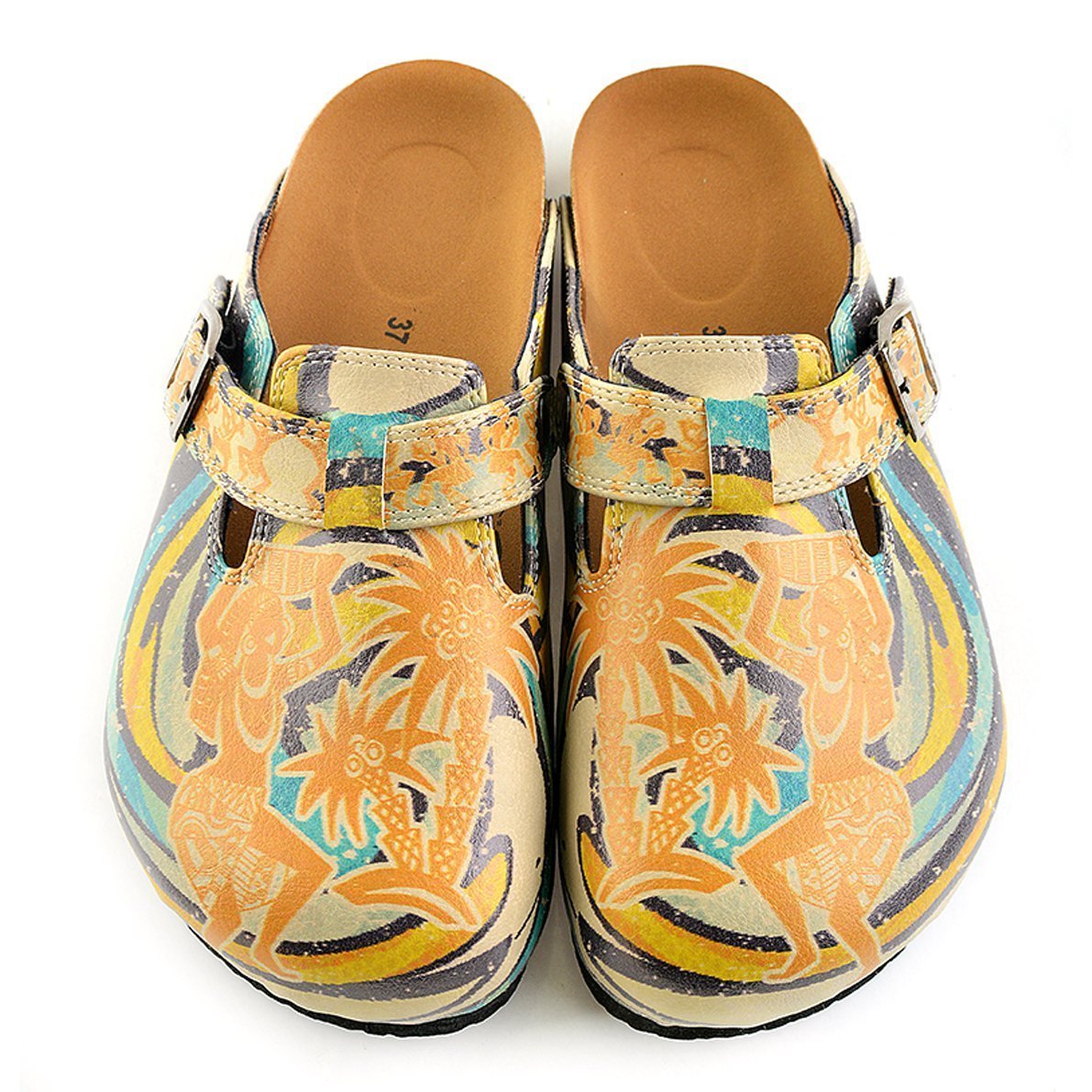 Yellow Tropical Swirl Clogs CAL314 (737682030688)