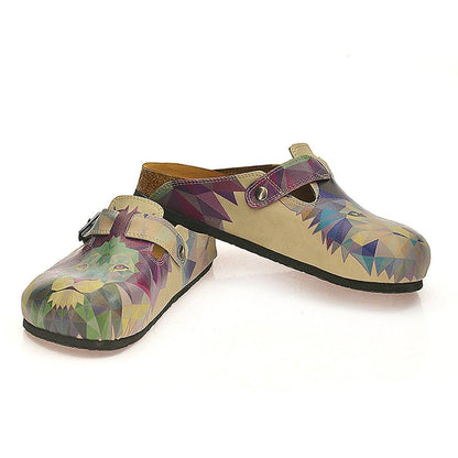 Purple Geo Lion & Wolf Clogs CAL335 (737681670240)