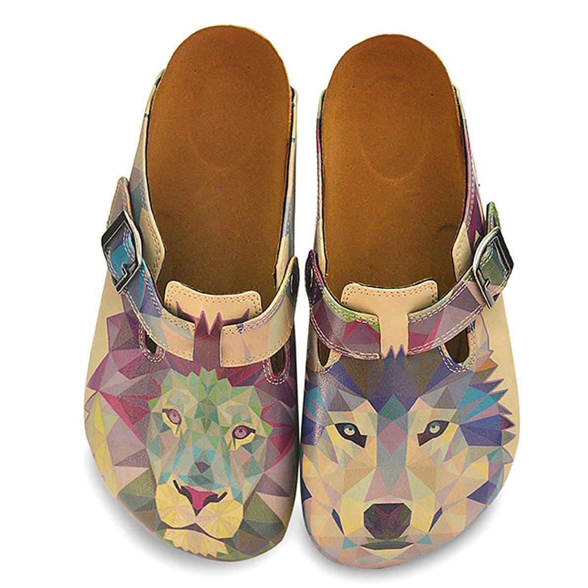 Purple Geo Lion & Wolf Clogs CAL335 (737681670240)