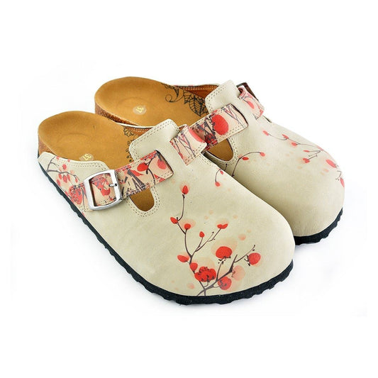 Cream & Red Floral Clogs CAL340 (737699758176)