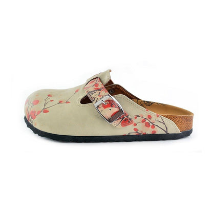Cream & Red Floral Clogs CAL340 (737699758176)