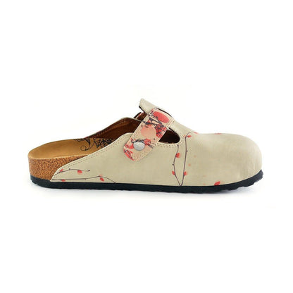 Cream & Red Floral Clogs CAL340 (737699758176)