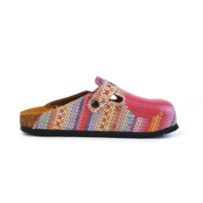 Red & Purple Heart Knit Print Slip-On Mule CAL367 (774935052384)
