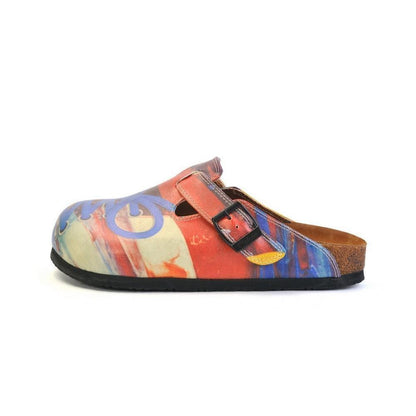 Red & Blue Lace-Up Print Slip-On Mule CAL369 (774943015008)