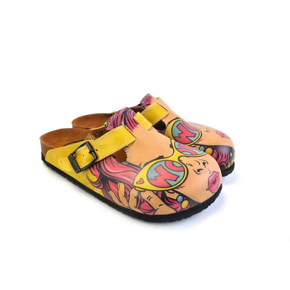 Pink & Yellow Wow Woman Slip-On Mule CAL373 (774935576672)