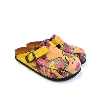 Pink & Yellow Wow Woman Slip-On Mule CAL373 (774935576672)