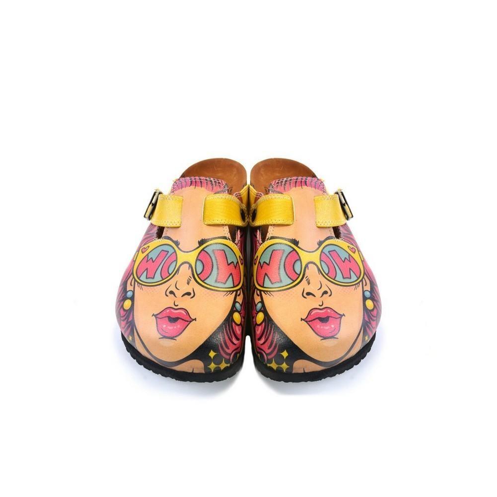Pink & Yellow Wow Woman Slip-On Mule CAL373 (774935576672)