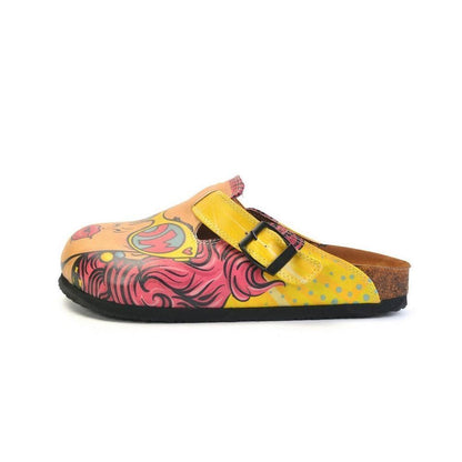 Pink & Yellow Wow Woman Slip-On Mule CAL373 (774935576672)