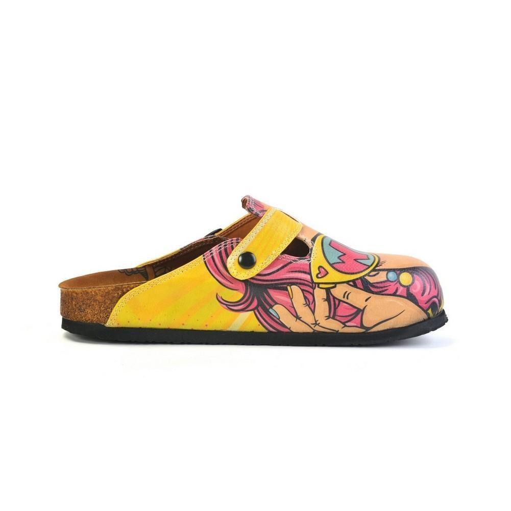 Pink & Yellow Wow Woman Slip-On Mule CAL373 (774935576672)