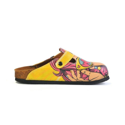 Pink & Yellow Wow Woman Slip-On Mule CAL373 (774935576672)