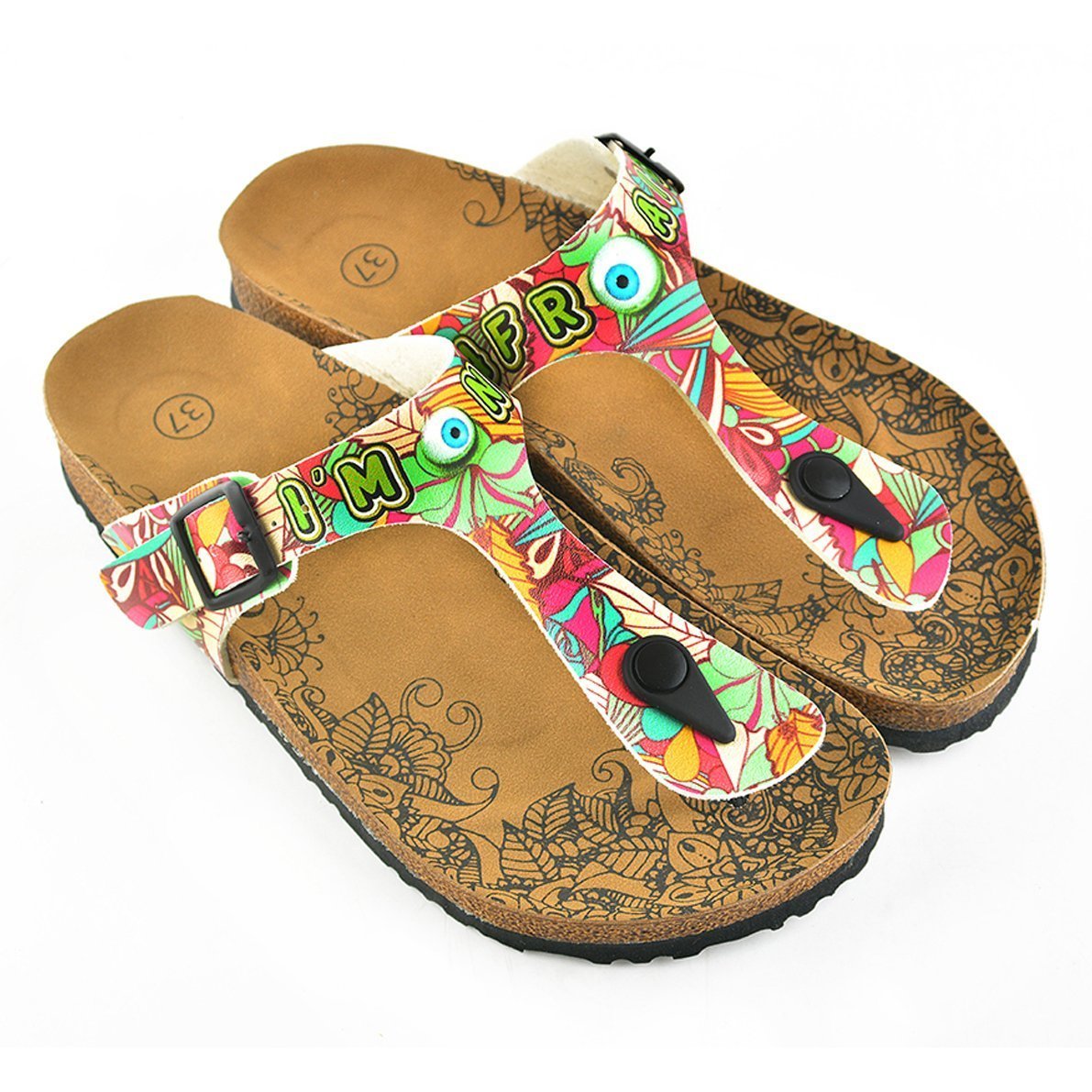 Green & Pink Im Not Afraid T-Strap Sandal CAL502 (737681047648)