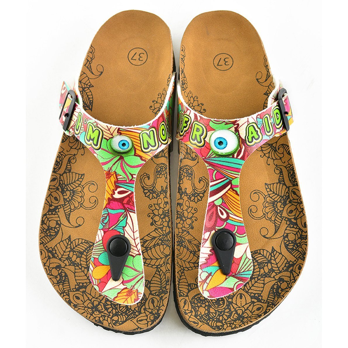 Green & Pink Im Not Afraid T-Strap Sandal CAL502 (737681047648)