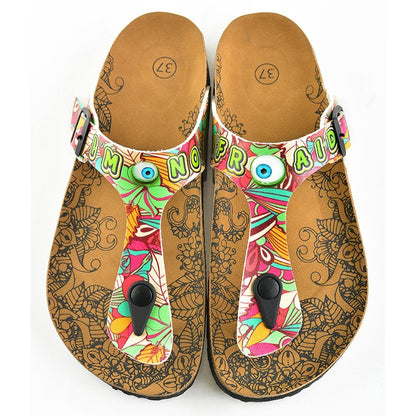 Green & Pink Im Not Afraid T-Strap Sandal CAL502 (737681047648)