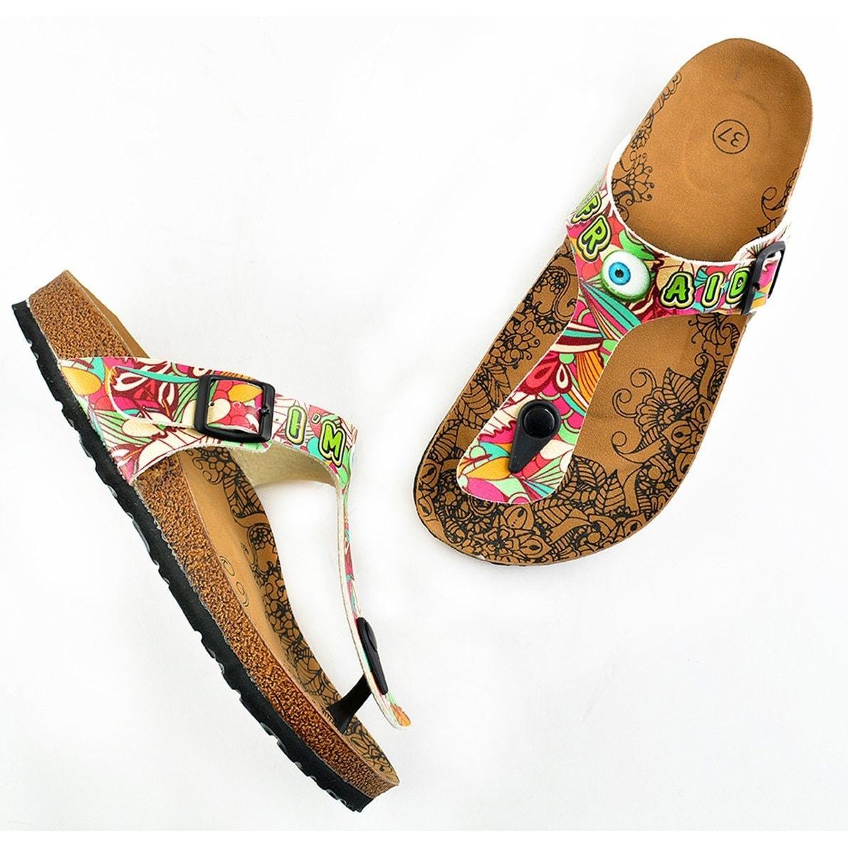 Green & Pink Im Not Afraid T-Strap Sandal CAL502 (737681047648)