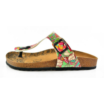 Green & Pink Im Not Afraid T-Strap Sandal CAL502 (737681047648)