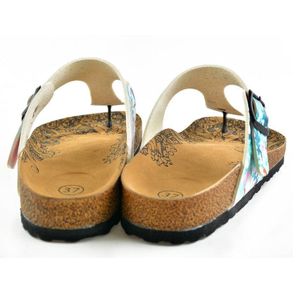 Pink & Blue Floral T-Strap Sandal CAL505 (737680982112)