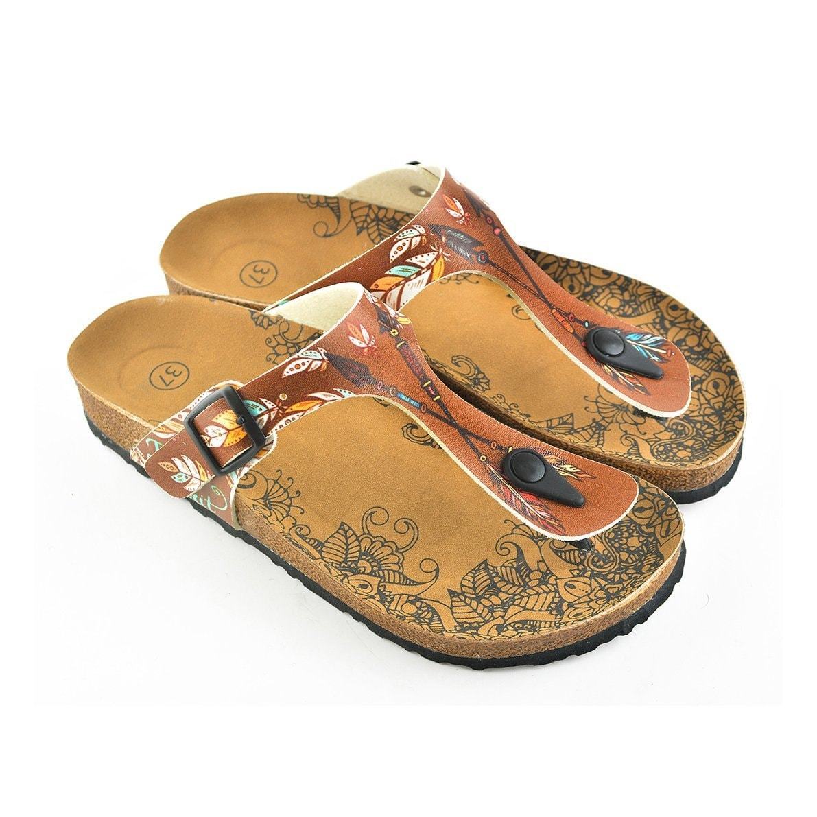 Brown Arrow T-Strap Sandal CAL510 (737680719968)