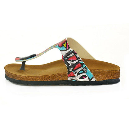 Red & Blue Geometric T-Strap Sandal CAL515 (737680359520)