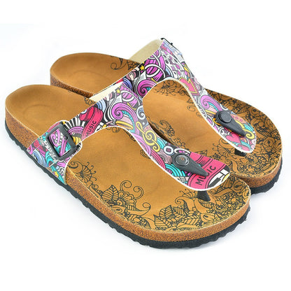 Purple & Pink Music T-Strap Sandal CAL516 (737680326752)