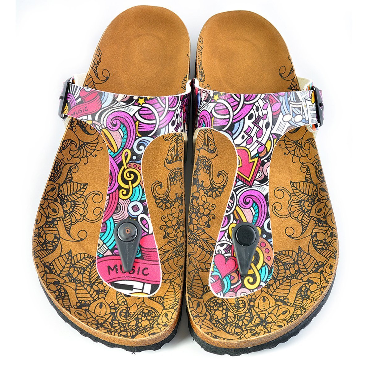 Purple & Pink Music T-Strap Sandal CAL516 (737680326752)