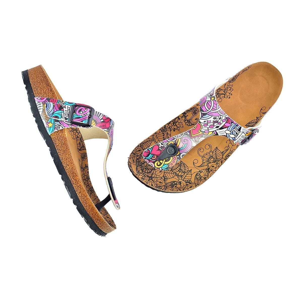 Purple & Pink Music T-Strap Sandal CAL516 (737680326752)