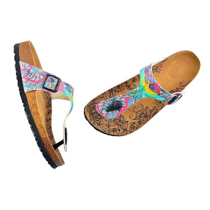 Pink & Turquoise T-Strap Sandal CAL518 (737699627104)